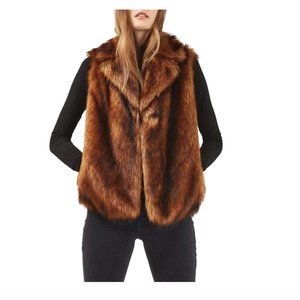 TOPSHOP Brown Faux Fur Vest